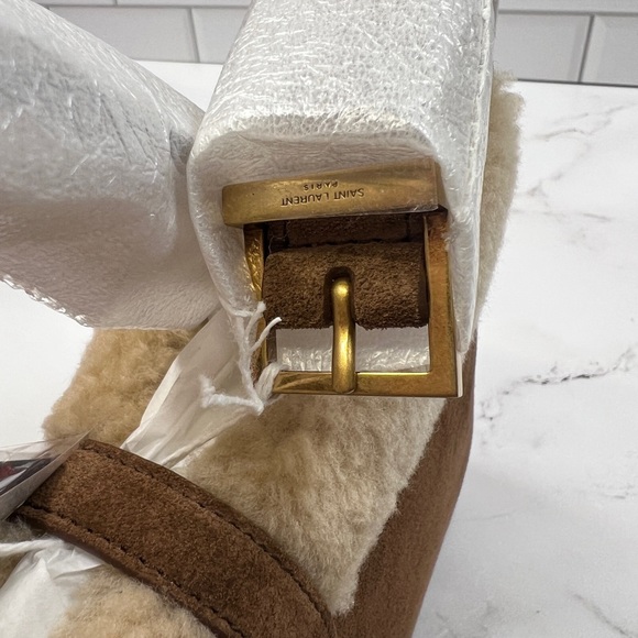 YSL Yves Saint Laurent Le 5 A 7 Sherpa Suede Hobo Shoulder Bag Handbag Purse - Picture 6 of 9